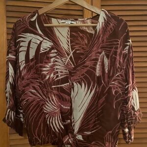 O'Neill Brown and Cream Tropical Blouse